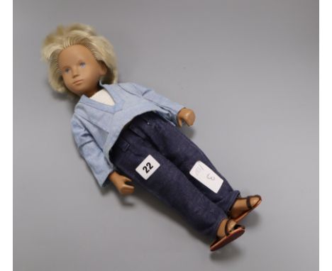 A vintage blonde 'Gregor' Sasha doll, denim outfit, good condition