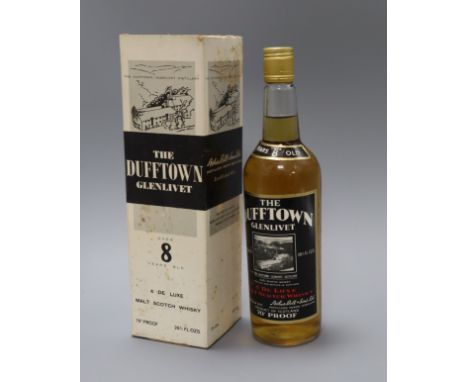 A bottle of The Dufftown Glenlivet Malt Scotch whisky