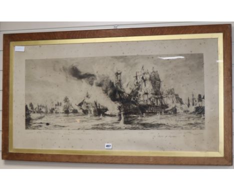 William Lionel Wyllie, etching, The Battle of Trafalgar 1893, published by Fine Art Society, 50 x 99cm