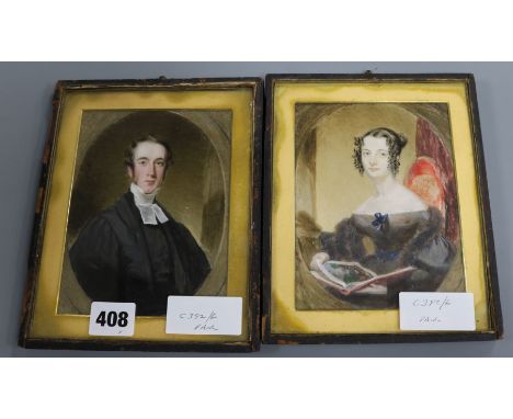 Early 19th century English School, pair of oils on ivory, portrait miniatures, Charles Frederick Baldwin and his wife