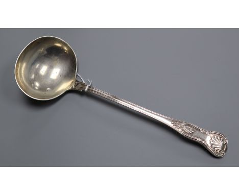 An Edwardian silver King's pattern soup ladle, Walker &amp; Hall, Sheffield, 1904, 9.5 oz.