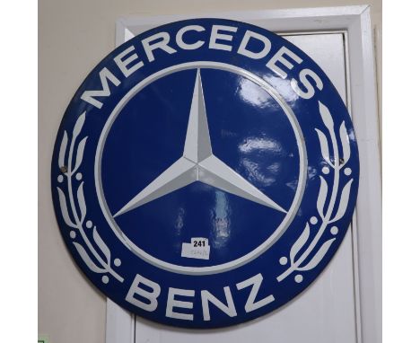 A vintage Mercedes Benz convex circular enamel sign diameter 60cm