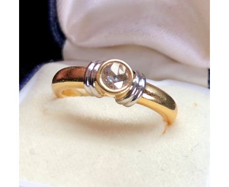 18ct gold Rose diamond ring set with single old cut rose diamond that measures approx 4.5mm dia weight of ring 5.9g 