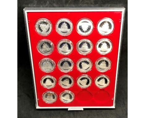 Set of 18 Chinese pure silver .999 Panda coins each 30g 2002-2018