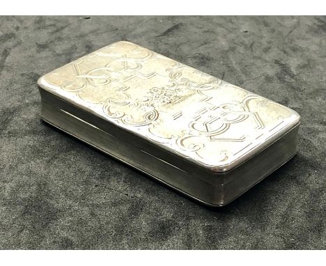 Antique 19th century French Silver snuff box french Silver hallmark measures approx 7.5cm by 4.5cm and1.5cm deep 