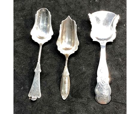 Selection of 3 antique Dutch Silver tea caddy spoons 