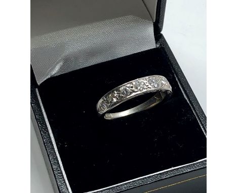 18ct white gold diamond half eternity ring set with 9 diamonds approx.1ct of diamonds hallmarked 18ct 