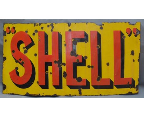 An Early Enamel Advertising Sign for Shell, 93 x 183cm 