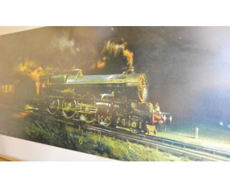 After Cuneo, Large Coloured Print of the King George V Locomotive, 41 x 89cm 