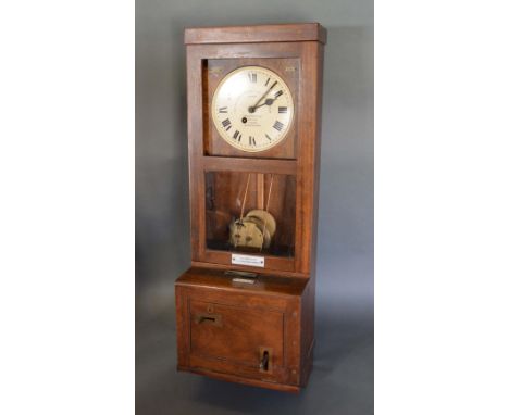 A Gledhill-Brook Time Recorder Clock, oak cased, 114cm high 