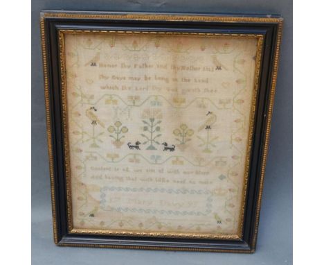 A George III Woolwork Sampler dated 1795, 31 x 25cm 