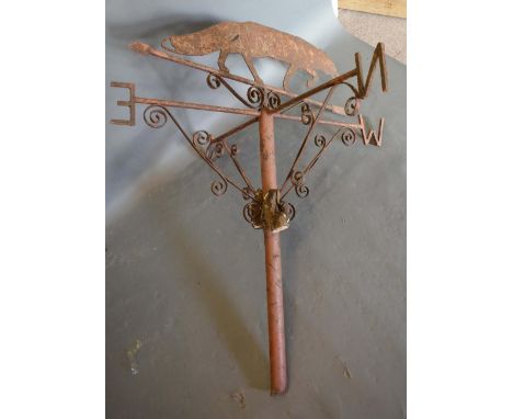 A Large Weather Vane surmounted with a model of a fox, 120cm long 