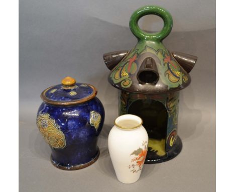 A Royal Doulton Stoneware Tobacco Jar and Cover, together with a Gouda pot pourri and a Royal Worcester vase 