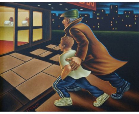 •GRAHAM MCKEAN (Scottish b. 1962)  A NIGHT AT THE PICTURES  Oil on canvas, signed, 51 x 61cm (20 x 24")