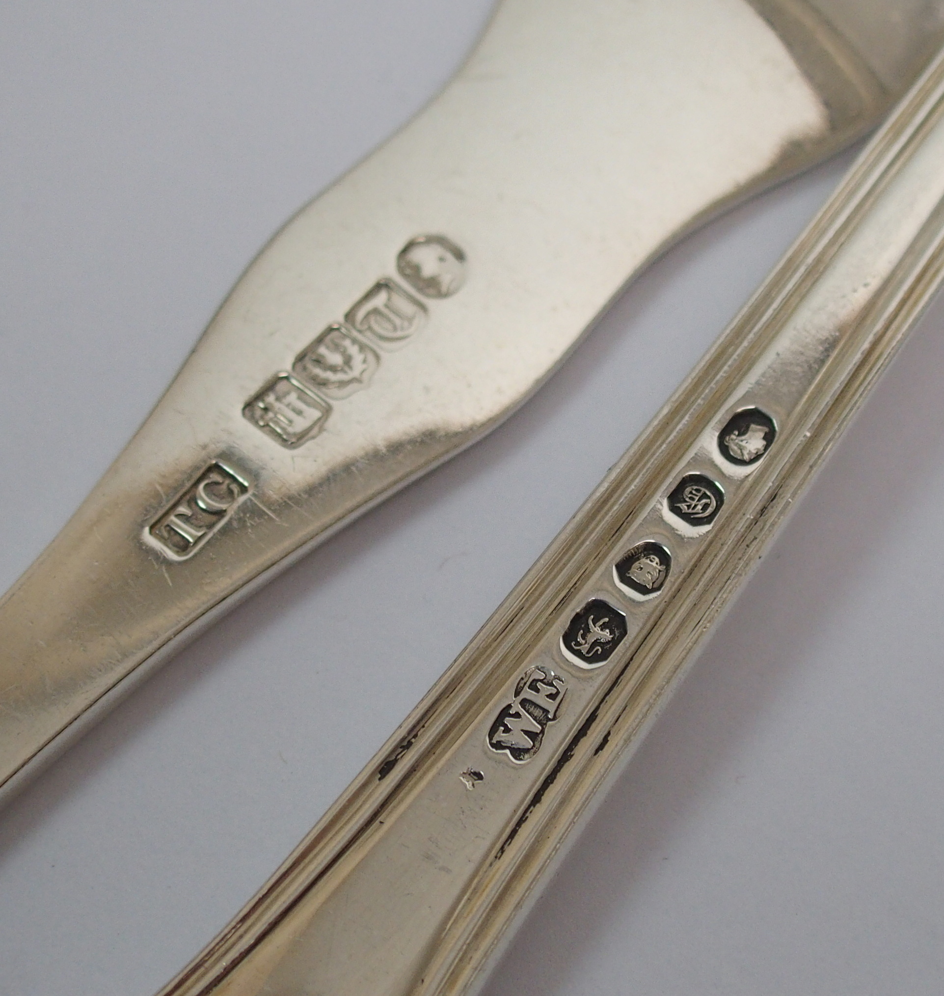 A quantity of silver cutlery makers marks W.E., London 1842, double