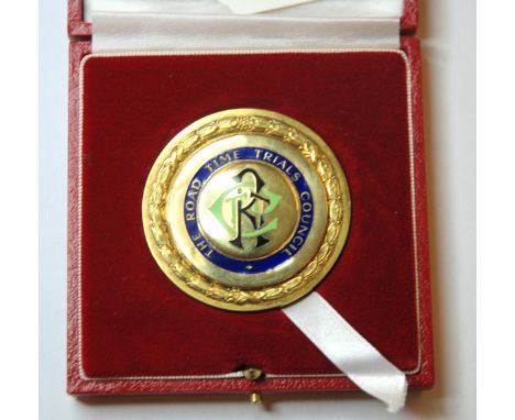 A silver-gilt and enamel The Road Time Trials Council gold medal the reverse inscribed Men's 50 Miles, National Championship 