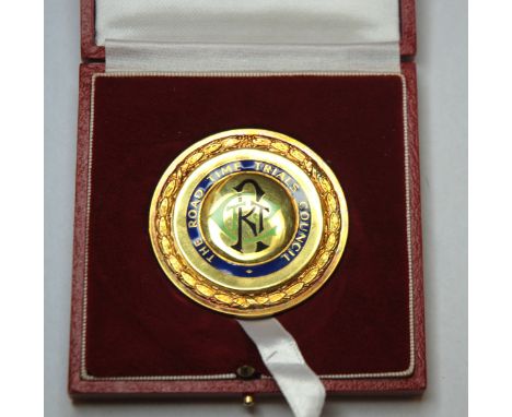 A silver-gilt and enamel The Road Time Trials Council gold medal the obverse inscribed The Road Time Trials Council, the reve