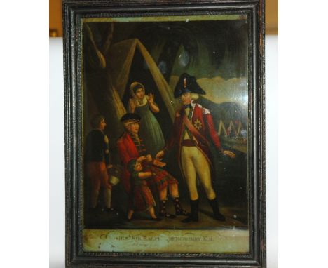 A reverse painted picture of General Sir Ralph Abercromby K.B. 37 x 27cm, framed colour print of Sir Ralph Abercromby in rose