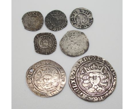 Richard II 1377 - 1399 silver halfpenny, London, fair/fine Richard II 1377 - 1399 silver halfpenny, London, poor Henry V 1413
