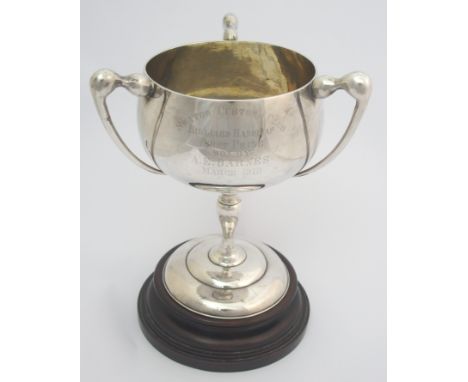 A Chinese silver trophy cup inscribed Swatow Customs Club, First Prize to A E Barnes, March 1919, stamped WH for Wang Hing 90