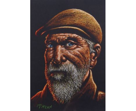 •GRAHAM MCKEAN (Scottish b. 1962)  THE NIGHTWATCHMAN  Pastel, signed, 29 x 20cm (11 1/2 x 8")