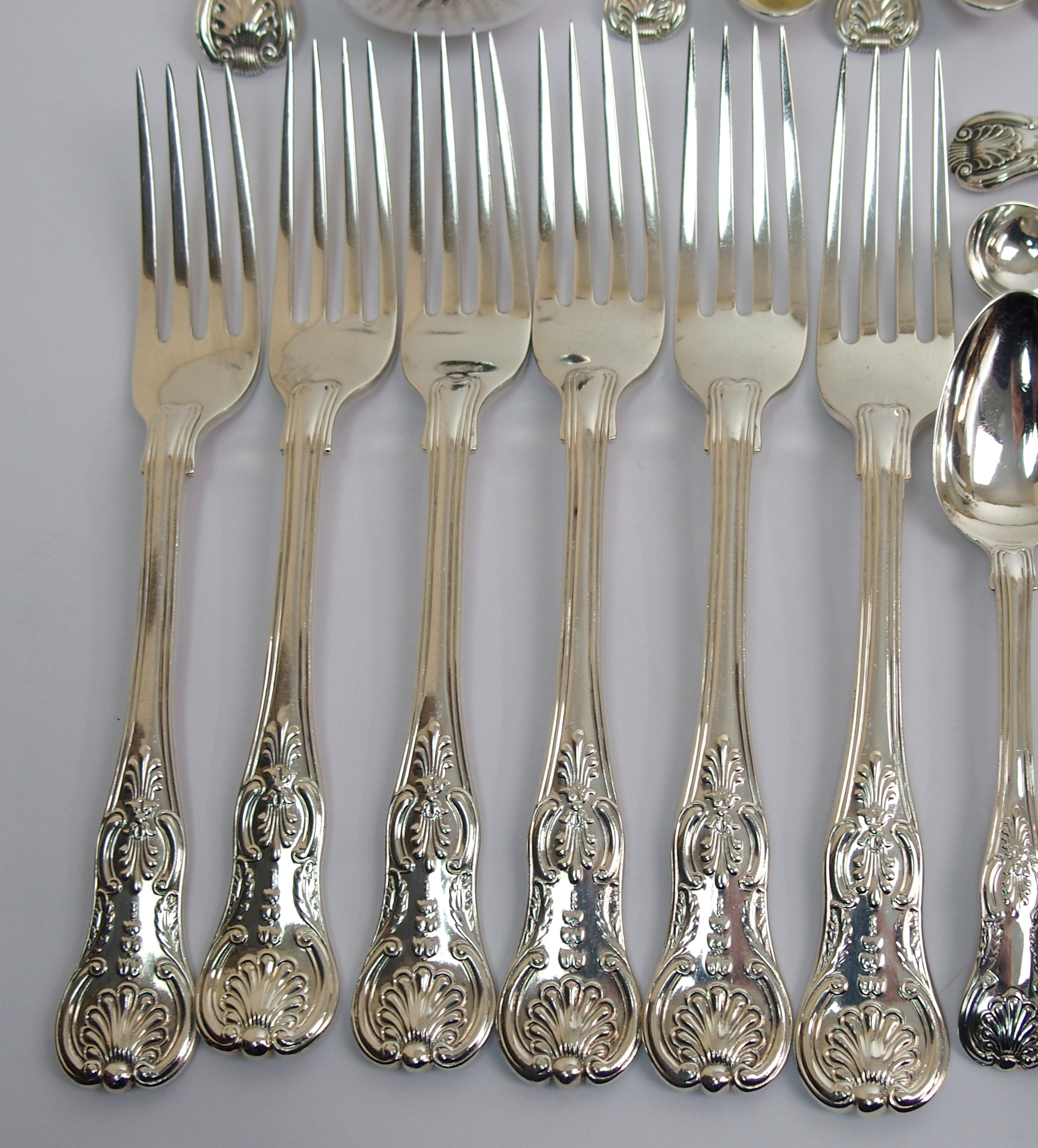 A quantity of silver cutlery makers marks W.E., London 1842, double