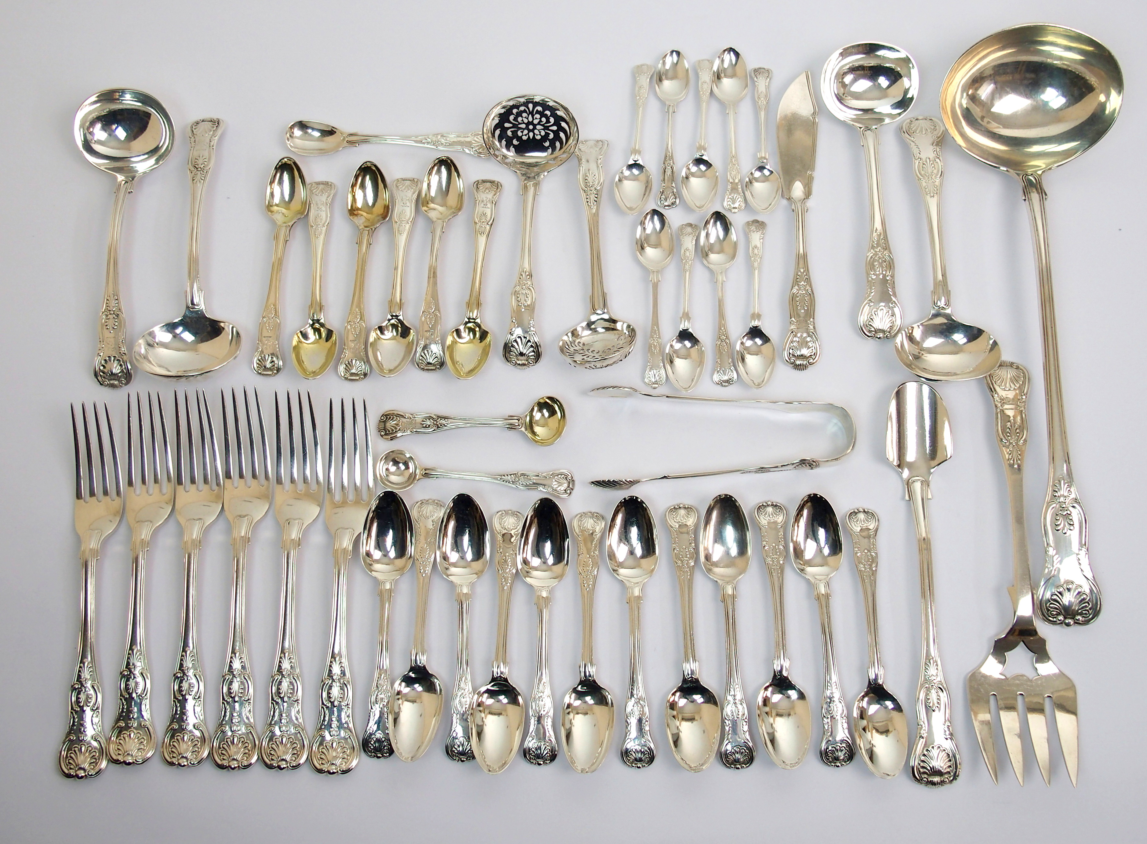 A quantity of silver cutlery makers marks W.E., London 1842, double