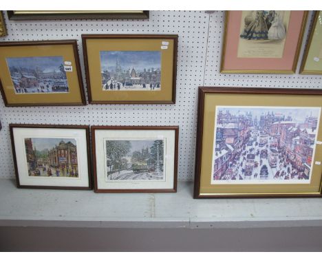 George Cunningham (Sheffield Artist) 'The Moor', limited edition colour print of 500 32 x 43.5cm, three other smaller bearing