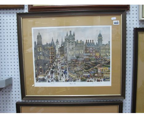 George Cunningham (Sheffield Artist) 'Rag N Tag', limited edition colour print of 500, graphite signed, 29.5 x 41.5cm.