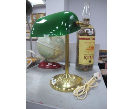 A Vintage Banker's Desk Lamp, with swivel green glass shade.