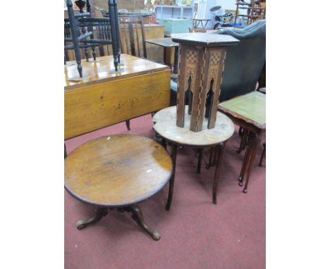 A XIX Century Tripod Based table, Middle Eastern hexagonal plant stand with mother of pearl inlay, table on splayed feet. (3)