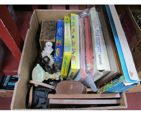 Prints, Children's Games, Camera, etc. two bronzed resin figures.