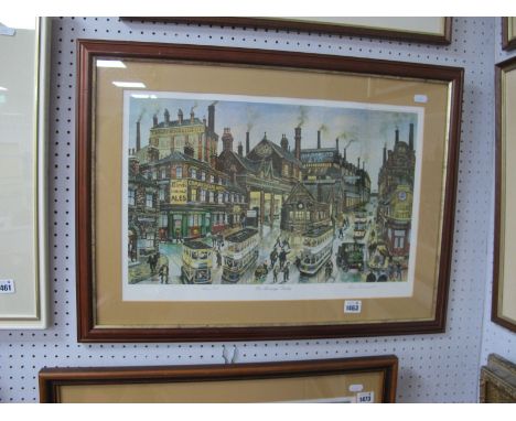 George Cunningham (Sheffield Artist) 'On Mornings Tinsley', limited edition colour print of 500, graphite signed details vers
