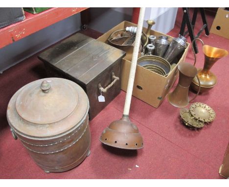 Brass and Copper Ware, posser stick, log buckets, tins, etc.