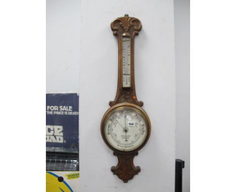 A Webster Brothers, 4 Porchester Road, Bayswater, Early XX Century Carved Oak Aneroid Barometer.