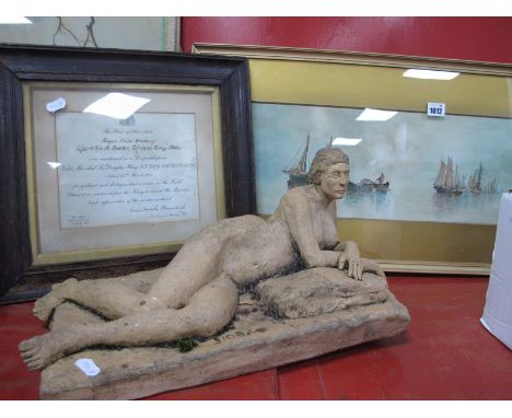 J. Lloyd Sculpture 'Siobain', impressed 9/8/96, 42cm wide, print and ware despatch certificate. (3)