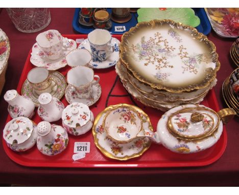 Hammersley Solitaire Teapot, Cup and Saucer, Royal Crown Derby and other condiments, trio's and various Limoges cabinet plate