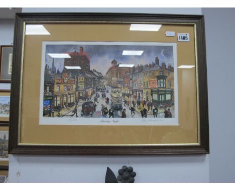 George Cunningham (Sheffield Artist) 'Saturday Night', limited edition colour print of 500, graphite signed, 18.5 x 32.5cm.