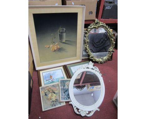 Two Oval Wall Mirrors, Harold Wilkinson Original Artwork, prints.