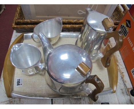 A Picquot Four Piece Tea Service, with matching tray.