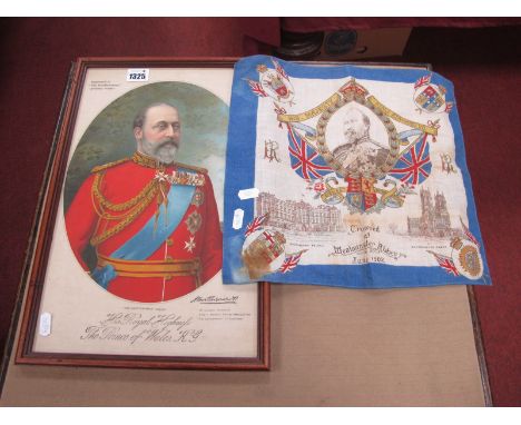 A Framed Silk Portrait of Albert Prince of Wales, presented by the 'Gentleman' circa 1900; together with a commemorative hand