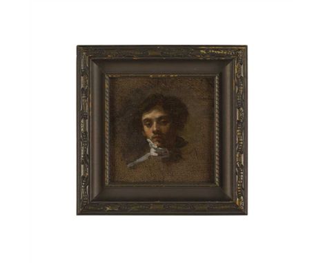 ATTRIBUTED TO JEAN-LOUIS ERNEST MEISSONIER (FRENCH 1815-1891) STUDY OF A YOUNG MAN Oil on canvas (Dimensions: 12cm x 12cm (4.