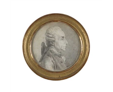 CHARLES NICOLAS CHOCHIN (FRENCH 1715-1790) PORTRAIT OF COMTE D'ALBARET Pencil on paper (Dimensions: 10cm x 10cm (4in x 4in))(