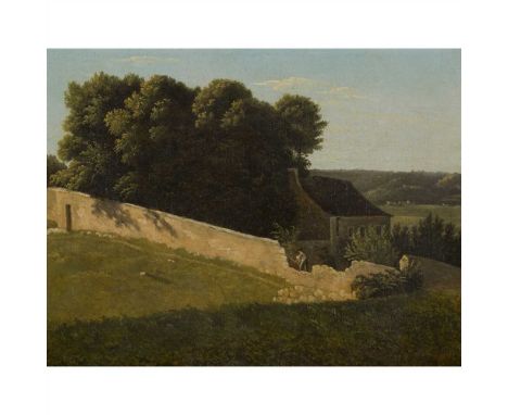 PIERRE LUC CHARLES CICERI (FRENCH 1782-1868) SUMMER LANDSCAPE WITH COTTAGE Signed, oil on canvas (Dimensions: 24cm x 32cm (9.