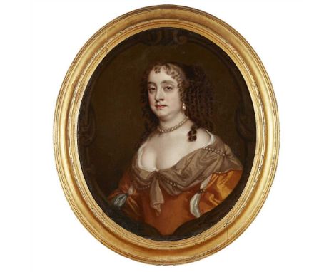 SIR PETER LELY AND STUDIO (BRITISH 1618-1680) PORTRAIT OF ANNE, COUNTESS OF SUFFOLK Oil on canvas, oval (Dimensions: 74cm x 6