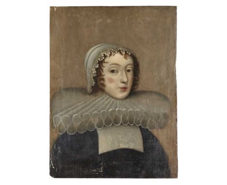 16TH CENTURY FRENCH SCHOOL PORTRAIT OF A LADY WITH A RUFF Oil on panel (Dimensions: 31.5cm x 23cm (12.5in x 9in))(31.5cm x 23
