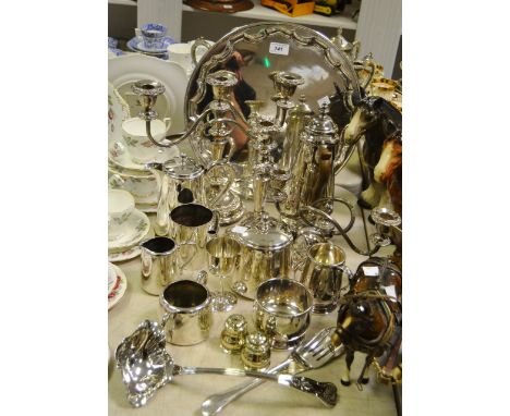 Plated ware - candelabra; tea ware; ladle; fish servers; mugs;  etc 