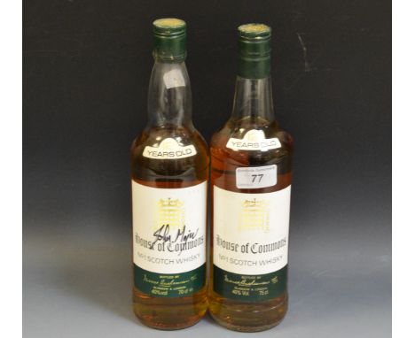 Parliamentary Interest - a House of Commons Scotch Whisky bottle, signed Margaret Thatcher; another, signed John Major (2)