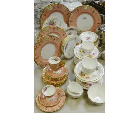 A  Royal Crown Derby Derby Posies pattern part tea service; a Royal Crown Derby Vine pattern part tea and dinner service (2)