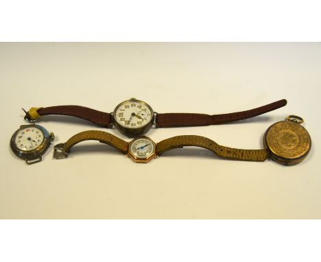 A ladies 9ct gold octagonal wristwatch, enamel dial, Arabic numerals, c.1935; etc 